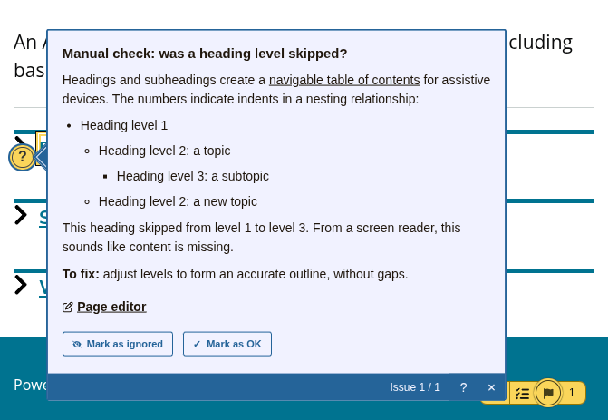 LocalGov Drupal Accessibility report from Editoria11y