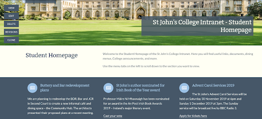 St John's student homepage