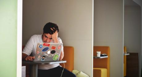 A man on a laptop