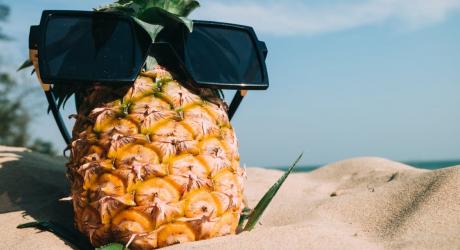 Pineapple with sunglasses on