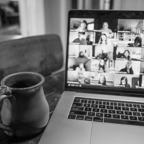 Zoom meeting on a laptop screen